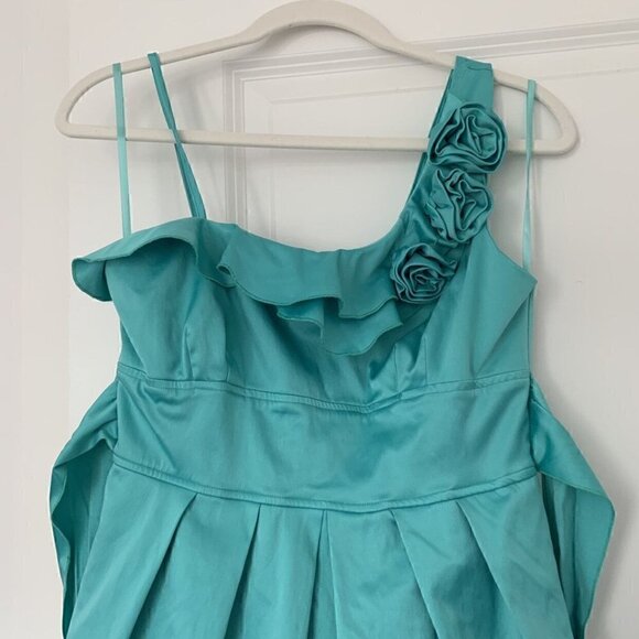 Charlotte Russe Women Juniors One Shoulder Rosette Aqua Dress, Size 7/8 juniors - Picture 6 of 12